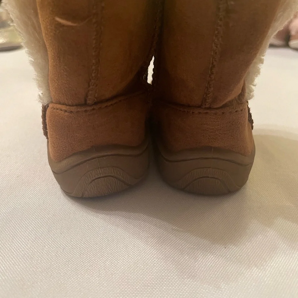 Set of Kids Brown Boots, Pink Bunny Shoes, & Silver Slippers,‎ Size 3